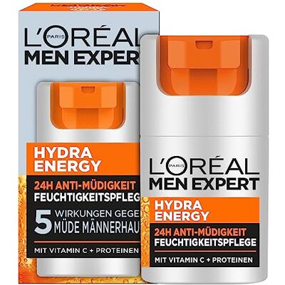 L'Oreal Men Expert L'Oréal Men Expert Hydra Energy Gezichtsverzorging tegen vermoeide huid voor mannen, 24 uur anti-vermoeidheidscrème met vitamine C en eiwitten, per stuk verpakt (1 x 50 ml) L'Oreal Men Expert L'Oréal Men Expert Hydra Energy Gezichtsverzorging tegen vermoeide huid voor mannen, 24 uur anti-vermoeidheidscrème met vitamine C en eiwitten, per stuk verpakt (1 x 50 ml)