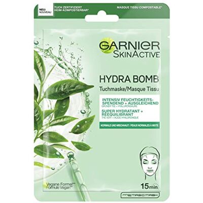 Garnier tissue masker voor normale en gecombineerde huid, balans en hydratatie, met hyaluronzuur en groene thee, hydra bomb, 28 g Garnier tissue masker voor normale en gecombineerde huid, balans en hydratatie, met hyaluronzuur en groene thee, hydra bomb, 28 g
