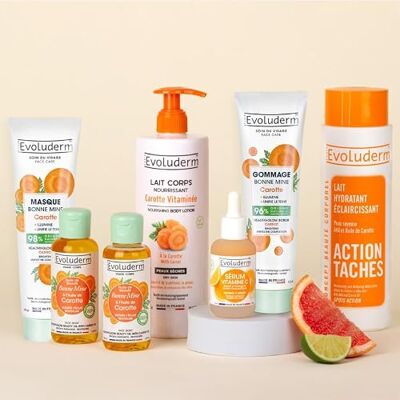 Evoluderm Glanzende routine gezicht en lichaam 7 producten 1 melk + 2 oliën + 1 vitamine C serum + 1 scrub en wortelmasker + 1 oplichtende melk gemaakt in Frankrijk Evoluderm Glanzende routine gezicht en lichaam 7 producten 1 melk + 2 oliën + 1 vitamine C serum + 1 scrub en wortelmasker + 1 oplichtende melk gemaakt in Frankrijk