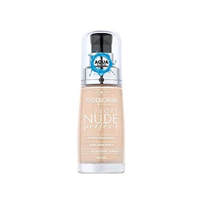 DEBORAH 24 uur, perfecte nude foundation, hydraterend en licht, langdurig, naakt effect, vloeibare textuur op gemiddelde dekking, voor een gelijkmatige, stralende en fluweelachtige teint DEBORAH 24 uur, perfecte nude foundation, hydraterend en licht, langdurig, naakt effect, vloeibare textuur op gemiddelde dekking, voor een gelijkmatige, stralende en fluweelachtige teint