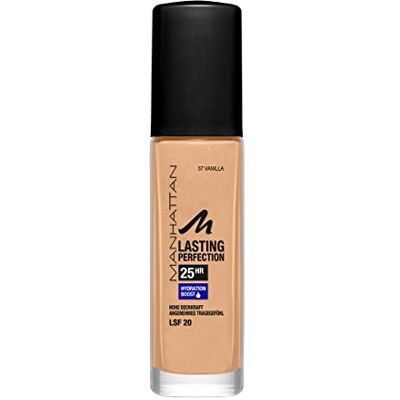 Manhattan Lasting Perfection Vanilla 57 langdurige hydraterende foundation hoge dekking voor een perfecte teint 30 ml Manhattan Lasting Perfection Vanilla 57 langdurige hydraterende foundation hoge dekking voor een perfecte teint 30 ml