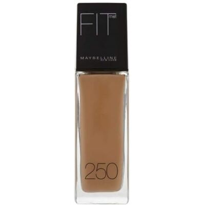 Maybelline Fit Me Liquid Foundation 250 Sun Beige Voor de vette huid, SPF 18, onberispelijke huid, optische verzachter, alle huidtypes, Fit Me! Mat + poriënvrij Maybelline Fit Me Liquid Foundation 250 Sun Beige Voor de vette huid, SPF 18, onberispelijke huid, optische verzachter, alle huidtypes, Fit Me! Mat + poriënvrij