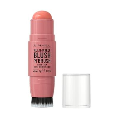 Rimmel London Multi-Tasker Blush'N'Brush Stick, Cotton Candy, opbouwbare kleur, waterbestendig, ingebouwde kwast, gemakkelijk aan te brengen, glijdende textuur, 8 g Rimmel London Multi-Tasker Blush'N'Brush Stick, Cotton Candy, opbouwbare kleur, waterbestendig, ingebouwde kwast, gemakkelijk aan te brengen, glijdende textuur, 8 g