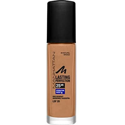Manhattan Lasting Perfection 25 uur make-up Natural Bronze 68 langdurige hydraterende foundation hoge dekking voor een onberispelijke teint 30 ml Manhattan Lasting Perfection 25 uur make-up Natural Bronze 68 langdurige hydraterende foundation hoge dekking voor een onberispelijke teint 30 ml