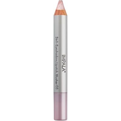 Impala 3-in-1 jumbo potlood, kleur 03 lichtroze, oogschaduw, lippenstift en rouge, gladde en langdurige textuur, intensieve kleuren Impala 3-in-1 jumbo potlood, kleur 03 lichtroze, oogschaduw, lippenstift en rouge, gladde en langdurige textuur, intensieve kleuren
