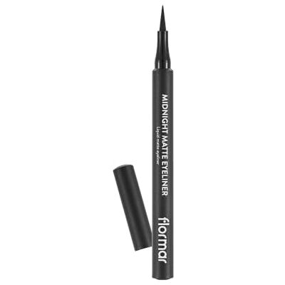 Flormar Midnight Matte eyeliner, vloeibare eyeliner met intens matte afwerking, fijne viltpunt voor nauwkeurig aanbrengen, lange houdbaarheid, vlekvrije oogmake-up, 001 zwart Flormar Midnight Matte eyeliner, vloeibare eyeliner met intens matte afwerking, fijne viltpunt voor nauwkeurig aanbrengen, lange houdbaarheid, vlekvrije oogmake-up, 001 zwart