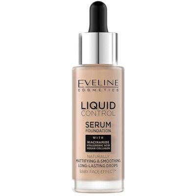 EVELINE COSMETICS Liquid Control HD Foundation met niacinamide, natuurlijk beige 035, ademende satijnen afwerking, 24 uur houdbaar, diepe hydratatie EVELINE COSMETICS Liquid Control HD Foundation met niacinamide, natuurlijk beige 035, ademende satijnen afwerking, 24 uur houdbaar, diepe hydratatie
