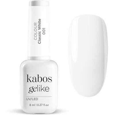 Kabos Gelike 001 Classic White Hybrid UV/LED nagellak, 8 ml Kabos Gelike 001 Classic White Hybrid UV/LED nagellak, 8 ml