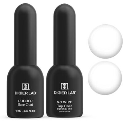 DIDIER LAB Base Coat Top Coat UV Rubber Base Gel No Wipe Top Coat UV Gel Super Shiny UV LED nagellak set HEMA en TPO Versterkt zwakke nagels Langdurig Nagellakset DIDIER LAB Base Coat Top Coat UV Rubber Base Gel No Wipe Top Coat UV Gel Super Shiny UV LED nagellak set HEMA en TPO Versterkt zwakke nagels Langdurig Nagellakset