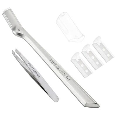 Tweezerman Wenkbrauwscheerapparaat met mini schuin pincet (Mini Slant Tweezer & Brow Razor) zilver Tweezerman Wenkbrauwscheerapparaat met mini schuin pincet (Mini Slant Tweezer & Brow Razor) zilver