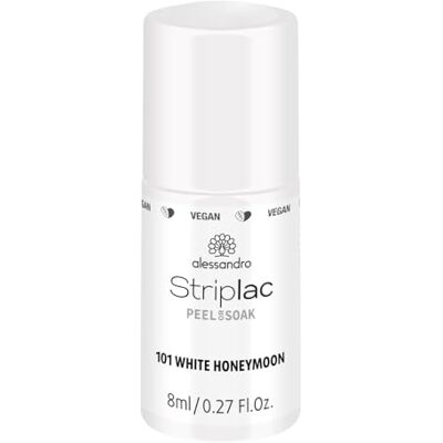 alessandro Striplac Peel or Soak Vegan White Honeymoon, glanzend witte nagellak voor perfecte nagels in 15 minuten, 8 ml alessandro Striplac Peel or Soak Vegan White Honeymoon, glanzend witte nagellak voor perfecte nagels in 15 minuten, 8 ml
