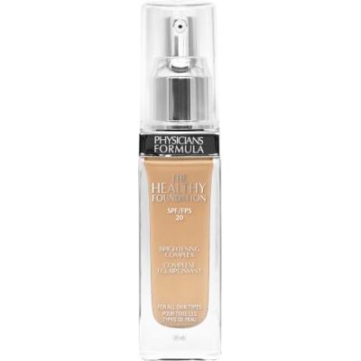 Physicians Formula The Healthy Foun dation Spf 20, vloeibare foundation, licht, langdurig, met een satijnen afwerking, verrijkt met hyaluronzuur en vitaminen voor een gezonde dekking, kleur Ln3 Physicians Formula The Healthy Foun dation Spf 20, vloeibare foundation, licht, langdurig, met een satijnen afwerking, verrijkt met hyaluronzuur en vitaminen voor een gezonde dekking, kleur Ln3