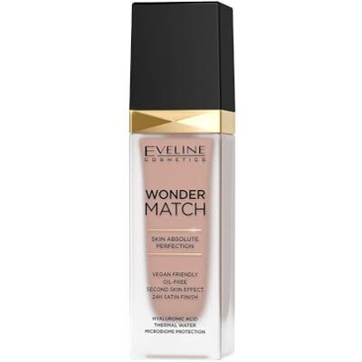 EVELINE COSMETICS Wonder Match Adaptive Luxe Foundation, tint nr. 45 Honey, veganistisch, olievrij, perfecte dekking en onberispelijke afwerking, 24 uur, 30 ml EVELINE COSMETICS Wonder Match Adaptive Luxe Foundation, tint nr. 45 Honey, veganistisch, olievrij, perfecte dekking en onberispelijke afwerking, 24 uur, 30 ml