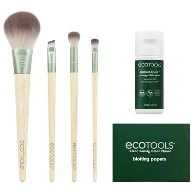 EcoTools Limited Edition Merry Must-Haves Kit, Face & Eyeshadow Makeup Brushes, Borstel Shampoo & Cleanser, Blotting Papers for Matte Makeup, Milieuvriendelijk, 6-delige cadeauset EcoTools Limited Edition Merry Must-Haves Kit, Face & Eyeshadow Makeup Brushes, Borstel Shampoo & Cleanser, Blotting Papers for Matte Makeup, Milieuvriendelijk, 6-delige cadeauset