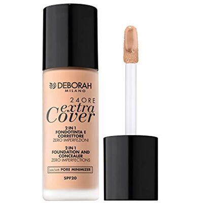 DEBORAH Extra Cover No.0 Fair Rose SPF20 24-uurs foundation, hoge dekking en lange houdbaarheid, precisie-applicator voor corrigerend gebruik DEBORAH Extra Cover No.0 Fair Rose SPF20 24-uurs foundation, hoge dekking en lange houdbaarheid, precisie-applicator voor corrigerend gebruik