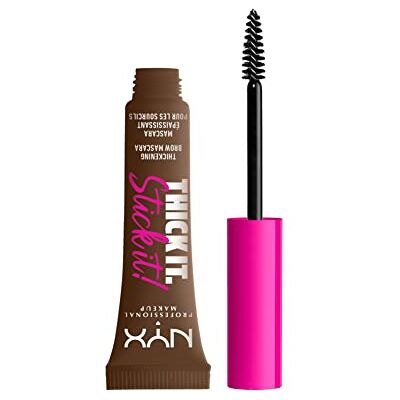 NYX PROFESSIONAL MAKEUP Thick It Stick It Mascara, wenkbrauwen, brunette Gekleurde plantaardige vezels, veganistische formule, 16 uur houdbaar, zonder overdracht of vlekken, 8 kleuren beschikbaar NYX PROFESSIONAL MAKEUP Thick It Stick It Mascara, wenkbrauwen, brunette Gekleurde plantaardige vezels, veganistische formule, 16 uur houdbaar, zonder overdracht of vlekken, 8 kleuren beschikbaar