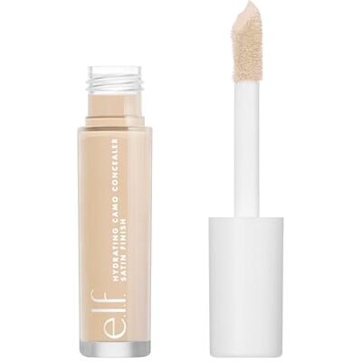 e.l.f. Camo vochtinbrengende concealer, licht, volledige dekking, langdurige grip, corrigeert, camoufleert en hydrateert, verlicht, licht ivoorkleurig, satijnen afwerking, gelijkmatige teint de hele dag, 6 ml e.l.f. Camo vochtinbrengende concealer, licht, volledige dekking, langdurige grip, corrigeert, camoufleert en hydrateert, verlicht, licht ivoorkleurig, satijnen afwerking, gelijkmatige teint de hele dag, 6 ml