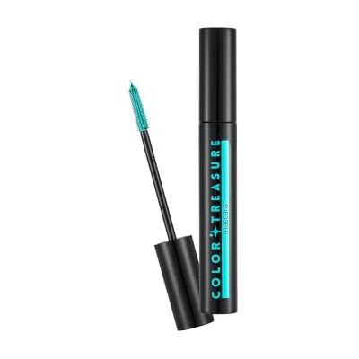 Flormar Color Treasure Mascara 004 Turquoise gekleurde volumemascara, sterk gepigmenteerd, elastische siliconen borstel, modulair Flormar Color Treasure Mascara 004 Turquoise gekleurde volumemascara, sterk gepigmenteerd, elastische siliconen borstel, modulair
