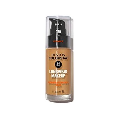 REVLON Foundation, ColorStay Long Tenue, gemengde tot vette huid, 24 uur grip + verzorging, formule verrijkt met vitamine E, voedend en beschermend, SPF 15 nr. 370 Toast (30 ml) REVLON Foundation, ColorStay Long Tenue, gemengde tot vette huid, 24 uur grip + verzorging, formule verrijkt met vitamine E, voedend en beschermend, SPF 15 nr. 370 Toast (30 ml)