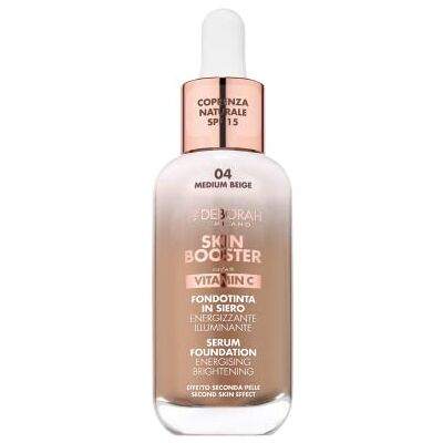 DEBORAH Milano Skin Foundation Booster SPF 15, N.4 Medium Beige, energiek en verhelderend met vitamine C, natuurlijk effect, gelijkmatige teint, 30 ml DEBORAH Milano Skin Foundation Booster SPF 15, N.4 Medium Beige, energiek en verhelderend met vitamine C, natuurlijk effect, gelijkmatige teint, 30 ml