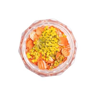 Semilac Flower Flakes Golden Sunset nageldecoratie, goud en oranje, gedroogde bloemen voor uv-nagellak en uv-gel Semilac Flower Flakes Golden Sunset nageldecoratie, goud en oranje, gedroogde bloemen voor uv-nagellak en uv-gel