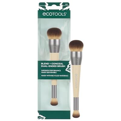 EcoTools Blend + dubbele punt kwast, voor foundation en concealer voor vloeibare of crèmes, zachte synthetische haren, gezichtsmake-up, veganistisch en dierproefvrij EcoTools Blend + dubbele punt kwast, voor foundation en concealer voor vloeibare of crèmes, zachte synthetische haren, gezichtsmake-up, veganistisch en dierproefvrij