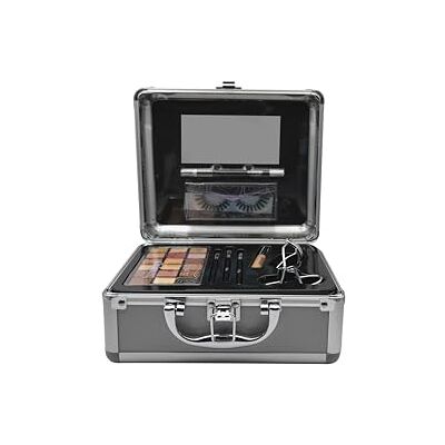 bonvoyage , Make-upset voor dames, met valse wimpers, oogschaduwpalet, 18 kleuren, eyeliners, wimperkruller en kwast, draagbaar en licht, All About My Eyes bonvoyage , Make-upset voor dames, met valse wimpers, oogschaduwpalet, 18 kleuren, eyeliners, wimperkruller en kwast, draagbaar en licht, All About My Eyes