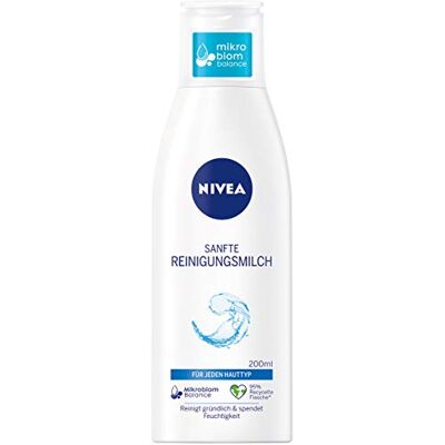 NIVEA Milde reinigingsmelk voor alle huidtypes (200 ml), make-up remover reinigt grondig, zachte gezichtsreiniging verwijdert make-up en waterdichte mascara NIVEA Milde reinigingsmelk voor alle huidtypes (200 ml), make-up remover reinigt grondig, zachte gezichtsreiniging verwijdert make-up en waterdichte mascara