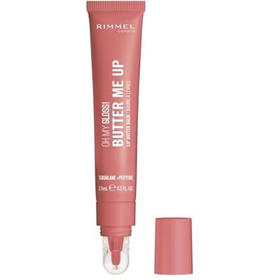 Rimmel London Oh My Gloss! Butter Me Up, cappuccino, lippenbalsem, met squalaan en peptiden, extreem hydraterende veganistische formule, 15 ml Rimmel London Oh My Gloss! Butter Me Up, cappuccino, lippenbalsem, met squalaan en peptiden, extreem hydraterende veganistische formule, 15 ml