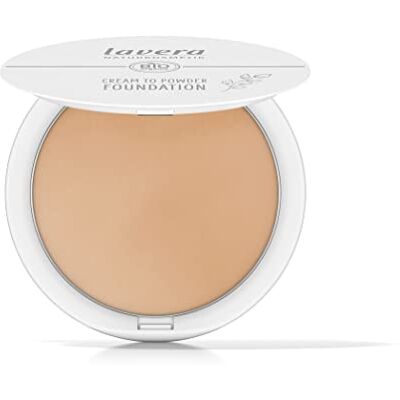 lavera Cream to Powder Foundation Tanned 02 veganistische make-up met dekking en fluweelzachte poederafwerking natuurlijke cosmetica met biologische amandelolie, zonder siliconen en microplastics lavera Cream to Powder Foundation Tanned 02 veganistische make-up met dekking en fluweelzachte poederafwerking natuurlijke cosmetica met biologische amandelolie, zonder siliconen en microplastics