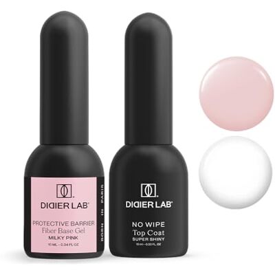 DIDIER LAB Base Coat Top Coat UV Fiberglass Gel Base Milky Pink met vitaminen No Wipe Top Coat UV Gel Super Shiny UV LED nagellak set HEMA en TPO Shellac Set versterkt de DIDIER LAB Base Coat Top Coat UV Fiberglass Gel Base Milky Pink met vitaminen No Wipe Top Coat UV Gel Super Shiny UV LED nagellak set HEMA en TPO Shellac Set versterkt de