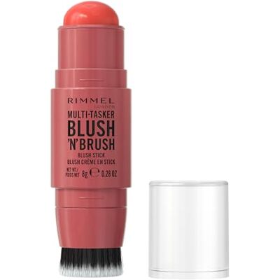 Rimmel London Multi-Tasker Blush'N'Brush Stick, Coral Dust, opbouwbare Blush stick met romige textuur, eenvoudig aan te brengen, met een ultrazachte kwast voor een op maat gemaakte afwerking Rimmel London Multi-Tasker Blush'N'Brush Stick, Coral Dust, opbouwbare Blush stick met romige textuur, eenvoudig aan te brengen, met een ultrazachte kwast voor een op maat gemaakte afwerking