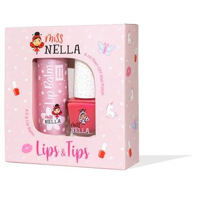 MISS NELLA Nagellakset + lippenbalsem speciale roze glitter nagellak voor kinderen Popsile watermeloen met schil, formule op waterbasis en geurloos + lippenbalsem MISS NELLA Nagellakset + lippenbalsem speciale roze glitter nagellak voor kinderen Popsile watermeloen met schil, formule op waterbasis en geurloos + lippenbalsem