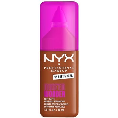 NYX PROFESSIONAL MAKEUP Make Em Wonder Foundation Make Em Wonder Foundation Matte Soft Matte Foundation, modulaire dekking, houdt tot 24 uur, formule verrijkt met hyaluronzuur, guarana en NYX PROFESSIONAL MAKEUP Make Em Wonder Foundation Make Em Wonder Foundation Matte Soft Matte Foundation, modulaire dekking, houdt tot 24 uur, formule verrijkt met hyaluronzuur, guarana en