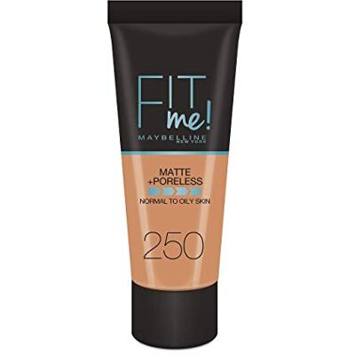 Maybelline newyork New York Fit Me Matte & Poreless vloeibare foundation, normale tot vette huid, kleur: 250 zonnig beige, 30 ml Maybelline newyork New York Fit Me Matte & Poreless vloeibare foundation, normale tot vette huid, kleur: 250 zonnig beige, 30 ml