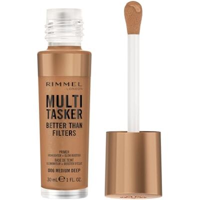 Rimmel Multi-Tasker Better Than Filters, 006 Medium Deep, gezichtsprimer, glowbooster in highlighter, veganistische formule, vederlicht, anti-aging eigenschappen, 30 ml Rimmel Multi-Tasker Better Than Filters, 006 Medium Deep, gezichtsprimer, glowbooster in highlighter, veganistische formule, vederlicht, anti-aging eigenschappen, 30 ml