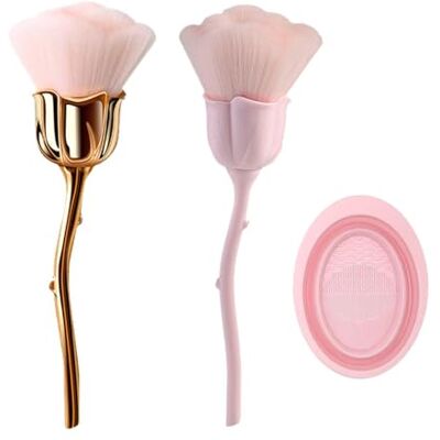 SLAXJNE 2 x bloemenmake-upkwasten, poederkwast en foundation, nagelkunst-accessoires SLAXJNE 2 x bloemenmake-upkwasten, poederkwast en foundation, nagelkunst-accessoires