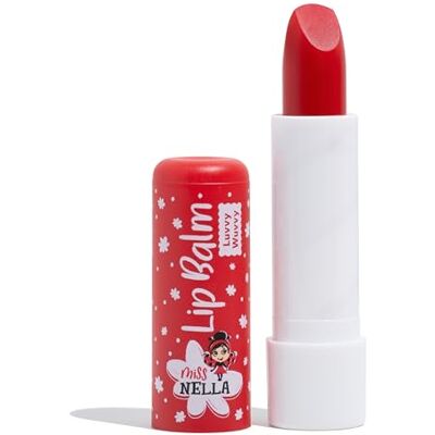MISS NELLA LUVVY WUVVY Hypoallergene lippenbalsem, speciaal voor kinderen, rood, niet-giftige make-up, geurloos, perfect voor de gevoelige huid MISS NELLA LUVVY WUVVY Hypoallergene lippenbalsem, speciaal voor kinderen, rood, niet-giftige make-up, geurloos, perfect voor de gevoelige huid