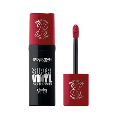 DEBORAH Milano Super Vinyl Shake Lipstick Vinyl, 5 Ruby Red, intensieve kleur zonder overdracht, geeft tot 16 uur onberispelijke vinyllippen, 4 ml DEBORAH Milano Super Vinyl Shake Lipstick Vinyl, 5 Ruby Red, intensieve kleur zonder overdracht, geeft tot 16 uur onberispelijke vinyllippen, 4 ml