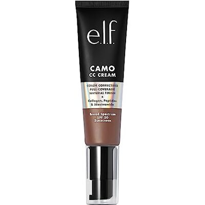 e.l.f. Camo CC-crème, volledige dekking corrigerende crème met SPF 30, diepe tint 560 C, 30 g e.l.f. Camo CC-crème, volledige dekking corrigerende crème met SPF 30, diepe tint 560 C, 30 g
