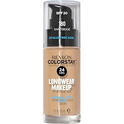 REVLON Foundation, ColorStay Long Tenue, normale tot droge huid, 24 uur grip + verzorging, formule verrijkt met hyaluronzuur, intensieve hydratatie, SPF 20 N°180 Sand Beige (30 ml) REVLON Foundation, ColorStay Long Tenue, normale tot droge huid, 24 uur grip + verzorging, formule verrijkt met hyaluronzuur, intensieve hydratatie, SPF 20 N°180 Sand Beige (30 ml)