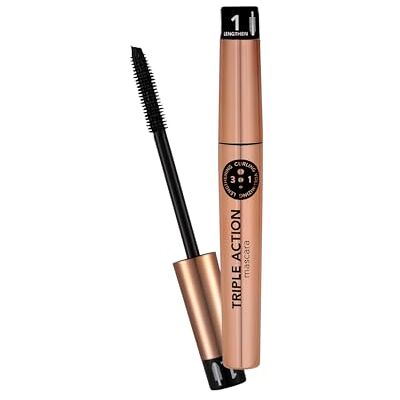 Flormar Triple Action Mascara 3-in-1 met verstelbare siliconen borstel zwarte mascara volume, extreme lengte en wimperverlengingseffect verrijkt met arganolie voor gevoede en sterke wimpers Flormar Triple Action Mascara 3-in-1 met verstelbare siliconen borstel zwarte mascara volume, extreme lengte en wimperverlengingseffect verrijkt met arganolie voor gevoede en sterke wimpers