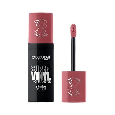 DEBORAH Milano Super Vinyl Shake Lipstick vloeibare vinyl lippenstift, 1 roze, intense kleur zonder overdracht voor vinyl en onberispelijke lippen tot 16 uur, 4 ml DEBORAH Milano Super Vinyl Shake Lipstick vloeibare vinyl lippenstift, 1 roze, intense kleur zonder overdracht voor vinyl en onberispelijke lippen tot 16 uur, 4 ml