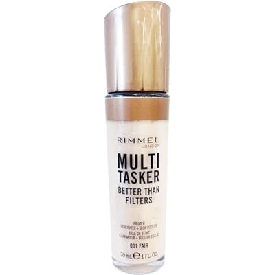 Rimmel Multi-Tasker Better Than Filters, 001 Fair, gezichtsprimer, glowbooster in highlighter, veganistische formule, vederlicht, anti-aging eigenschappen, 30 ml Rimmel Multi-Tasker Better Than Filters, 001 Fair, gezichtsprimer, glowbooster in highlighter, veganistische formule, vederlicht, anti-aging eigenschappen, 30 ml