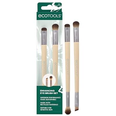 EcoTools Eye Enhancing Duo Eye Shadow Brush Set Twee dubbele penselen combineren vier functies: toepassen, definiëren, mengen en verzachten de details van de EcoTools Eye Enhancing Duo Eye Shadow Brush Set Twee dubbele penselen combineren vier functies: toepassen, definiëren, mengen en verzachten de details van de