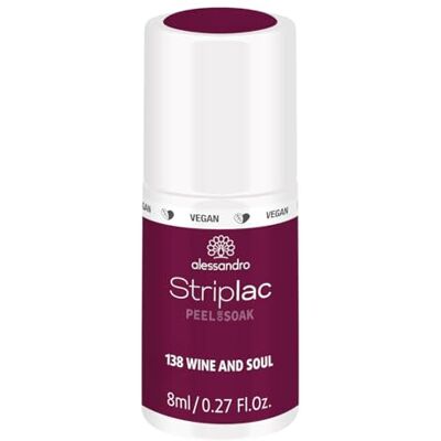 alessandro Striplac Wine and Soul UV-nagellak, zacht en duurzaam, eenvoudig te verwijderen dankzij peel-off-technologie, veganistisch en dierproefvrij, 8 ml alessandro Striplac Wine and Soul UV-nagellak, zacht en duurzaam, eenvoudig te verwijderen dankzij peel-off-technologie, veganistisch en dierproefvrij, 8 ml