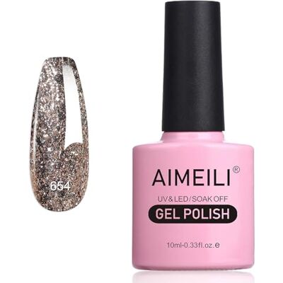 AIMEILI Nagellak, semi-permanent, met glitter, fijne gel, nagellak, LED, UV, kleur voor herfst/winter, 10 ml (654) AIMEILI Nagellak, semi-permanent, met glitter, fijne gel, nagellak, LED, UV, kleur voor herfst/winter, 10 ml (654)