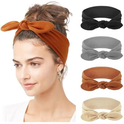 DRESHOW 4-delige haarband voor dames, boho, haarbanden, elastisch, met strikken, haaraccessoires DRESHOW 4-delige haarband voor dames, boho, haarbanden, elastisch, met strikken, haaraccessoires