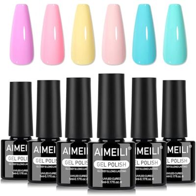 AIMEILI Gelnagellak, 6 kleuren, Bonbon Macaron, serie, semi-permanent, soak-off, UV, LED, manicure, nail art, langdurig, 5 ml, set 89 AIMEILI Gelnagellak, 6 kleuren, Bonbon Macaron, serie, semi-permanent, soak-off, UV, LED, manicure, nail art, langdurig, 5 ml, set 89