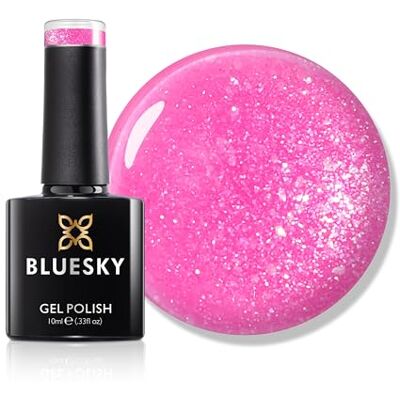 BLUESKY Gelnagellak, 10 ml, Coral Shimmer SS2624, roze glitter gelnagellak voor 21 dagen manicure, vereist uitharding onder led-uv-nagellamp BLUESKY Gelnagellak, 10 ml, Coral Shimmer SS2624, roze glitter gelnagellak voor 21 dagen manicure, vereist uitharding onder led-uv-nagellamp
